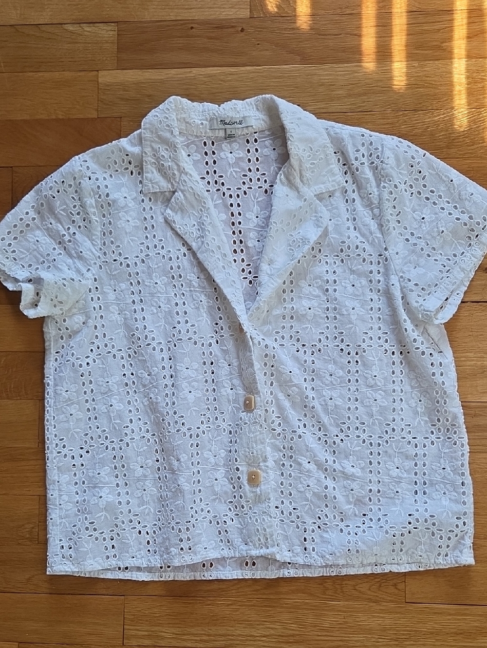 Madewell White Eyelet Lace Camp Shirt